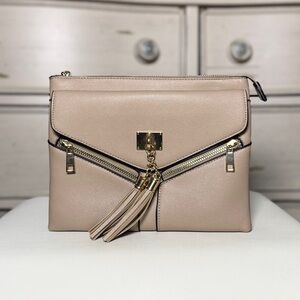 Envelope Tassel Beige Crossbody Bag